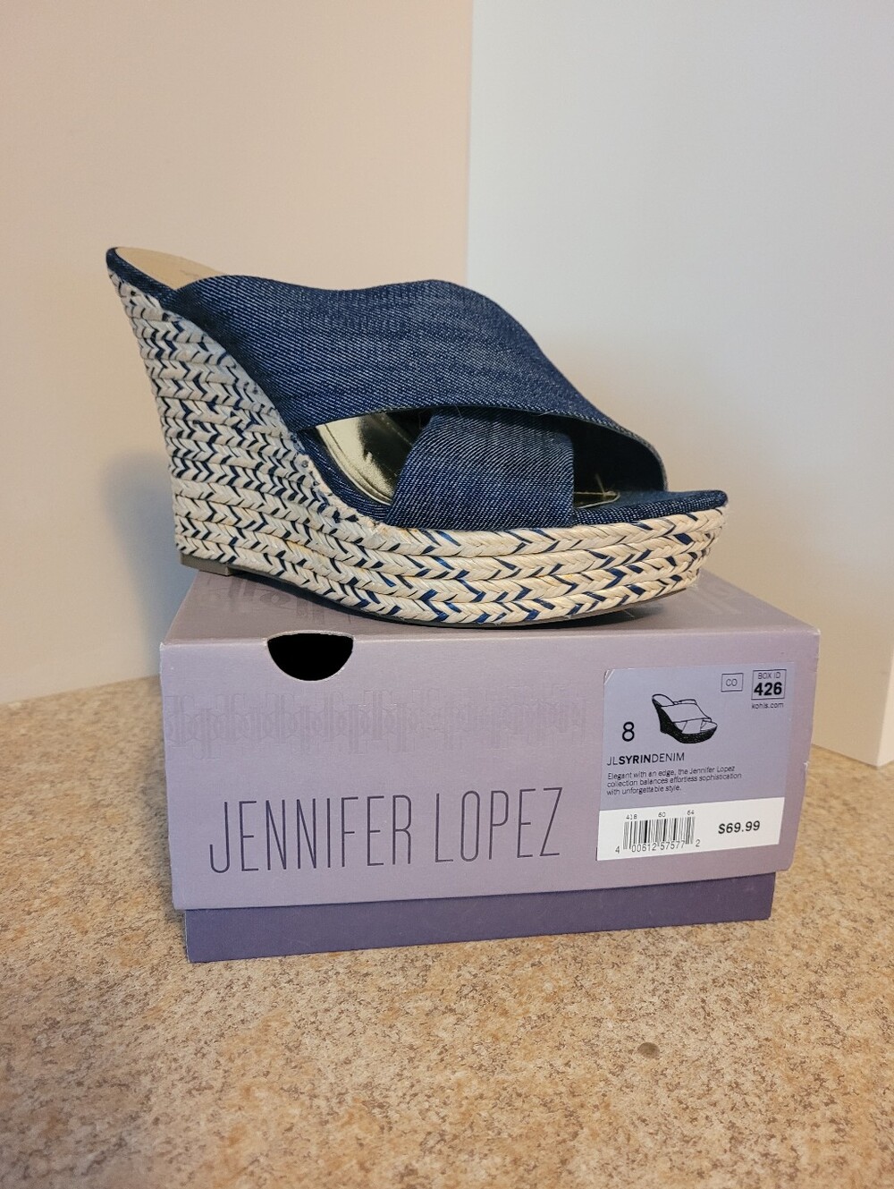 Jennifer Lopez Denim Syrin Wedge Shoes